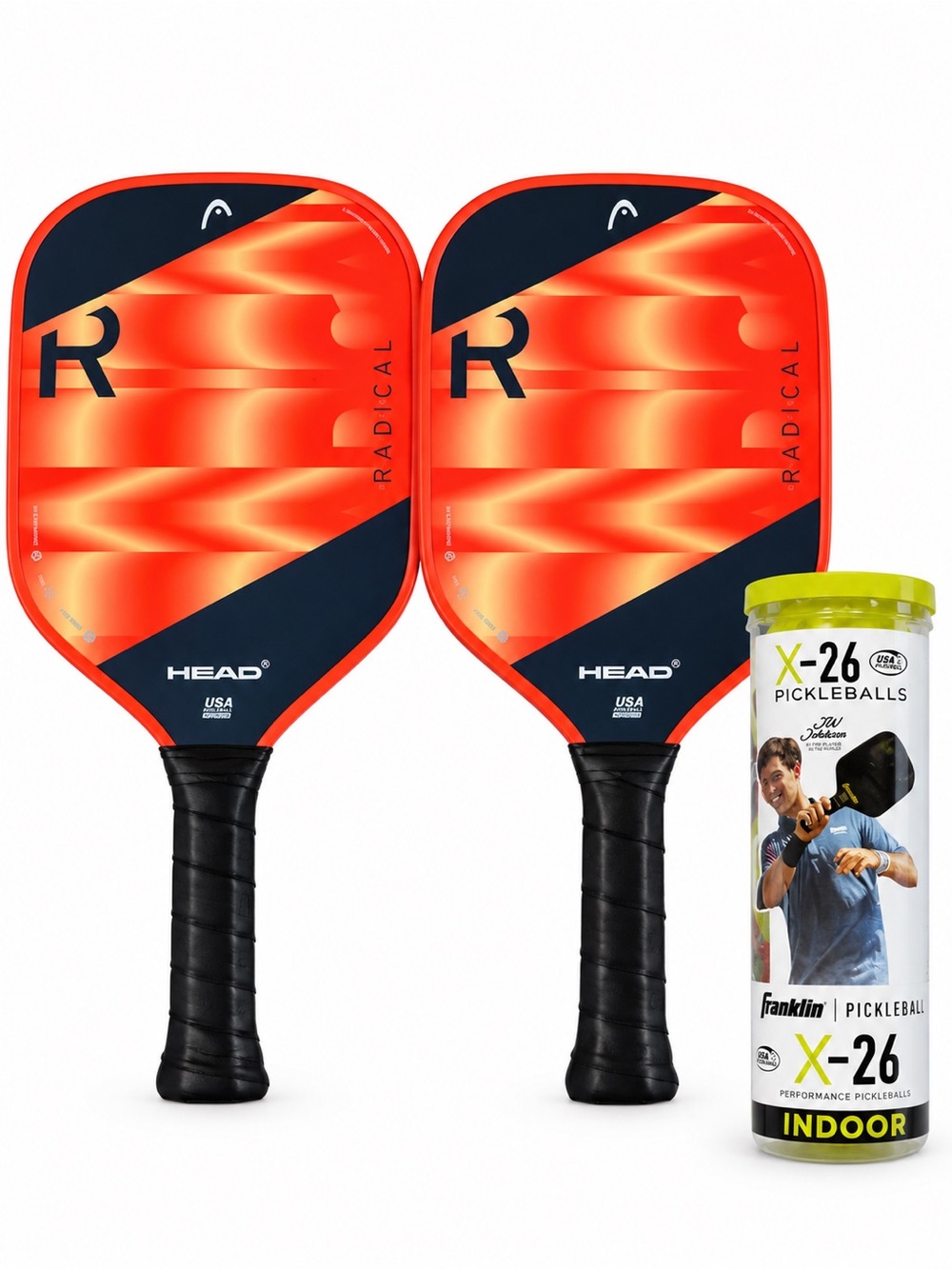 HEAD Radical Elite Pickleball Paddles Set of 2 4 1/8 Grip + Balls